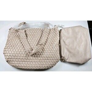 Mali + Lili Braided Tote With Matching Crossbody Shoulder Handbag Purse
